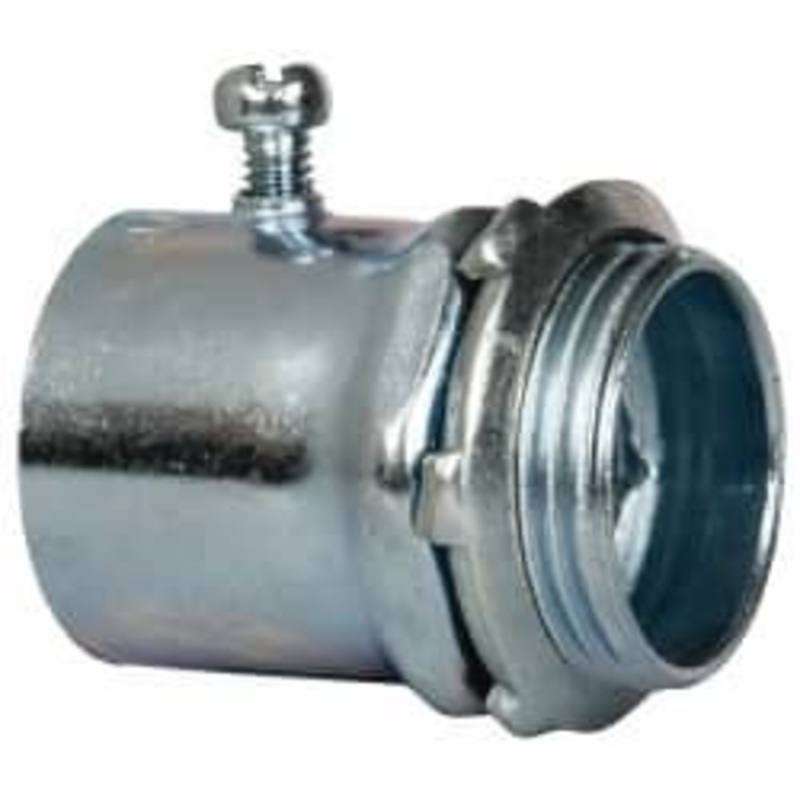 Crouse-Hinds 1 Trade EMT Conduit Connector Steel, Noninsulated, Straight Connector, Set Screw Connection 452 - 04518650