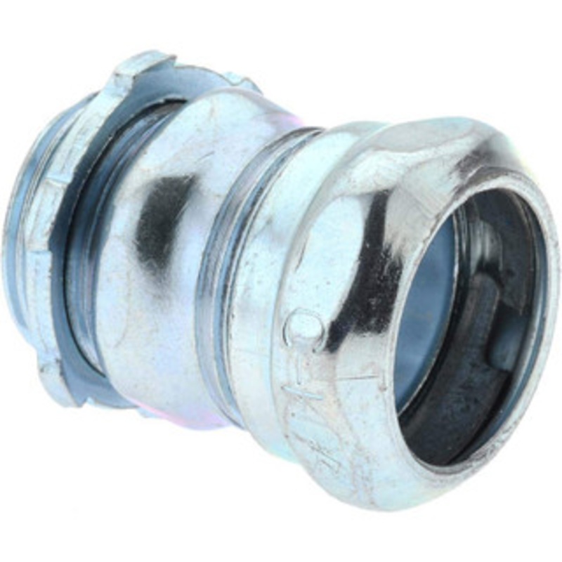 Crouse-Hinds 3/4 Trade EMT Conduit Connector Steel, Noninsulated, Straight Connector, Compression Connection 651S - 04518767