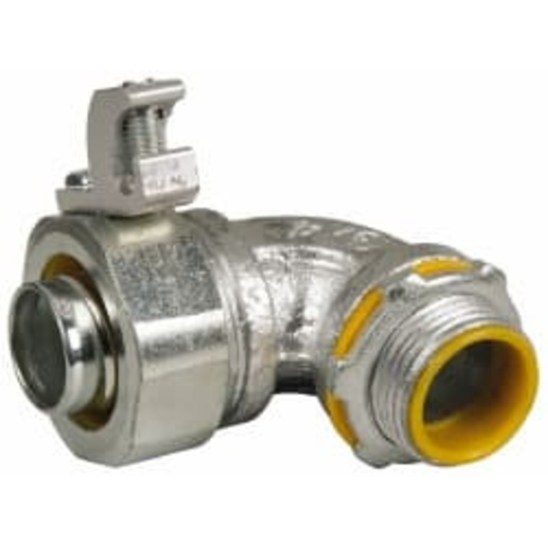 Crouse-Hinds 3/4 Trade Liquidtight Conduit Connector Malleable Iron, Insulated, Angled Connector, Threaded Connection LTB7590G - 04517827