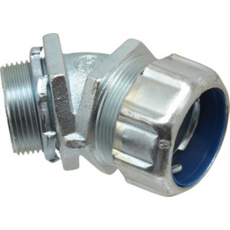 Thomas & Betts 1-1/4 Trade Liquidtight Conduit Connector Malleable Iron, Noninsulated, Angled Connector, Threaded Connection 5245 - 54058839