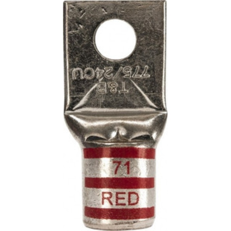 Thomas & Betts 300 kcmil Wire Noninsulated Compression Connection Square Ring Terminal 1/2 Stud, 2.85 OAL x 1.36 Wide, Tin Plated Copper Contact 58171 - 54056940