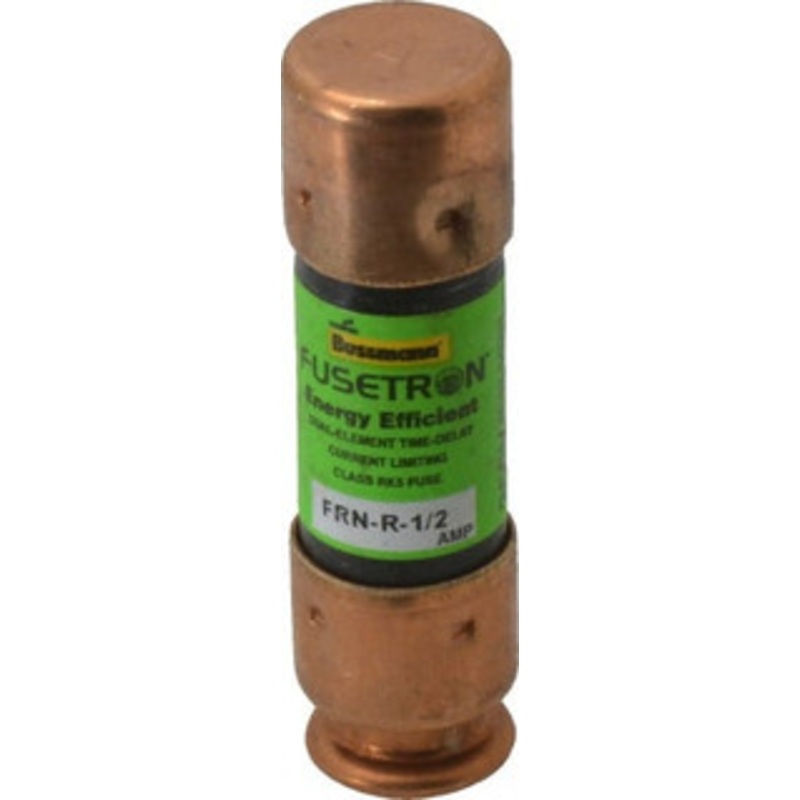 Bussmann 125 VDC, 250 VAC, 0.5 Amp, Time Delay General Purpose Fuse Fuse Holder Mount, 50.8mm OAL, 20 at DC, 200 (RMS) kA Rating, 9/16 Diam FRN-R-1/2 - 75784751