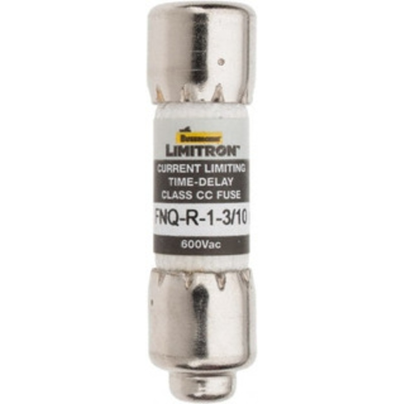 Bussmann 300 VDC, 600 VAC, 1.3 Amp, Time Delay General Purpose Fuse Fuse Holder Mount, 1-1/2 OAL, 200 at AC (RMS) kA Rating, 13/32 Diam FNQ-R-1-3/10 - 75915629