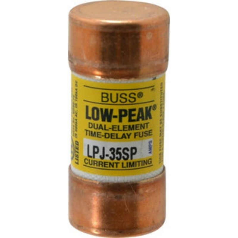 Bussmann 300 VDC, 600 VAC, 35 Amp, Time Delay General Purpose Fuse Fuse Holder Mount, 2-3/8 OAL, 100 at DC, 300 at AC (RMS) kA Rating, 1-1/16 Diam LPJ-35SP - 75390658