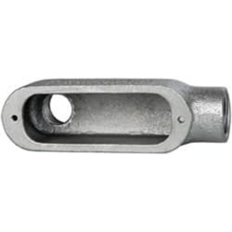 Crouse-Hinds Form 5, LB Body, 3/4 Trade, Rigid Malleable Iron Conduit Body Oval, 5.37 OAL, 7-1/2 cc Capacity, Gray LB75M - 04505368