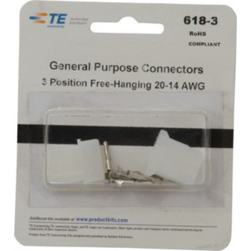 TE Connectivity Free Hanging Connector Kit 20 to 14 AWG Compatible Wire Size 618-3 - 07513369
