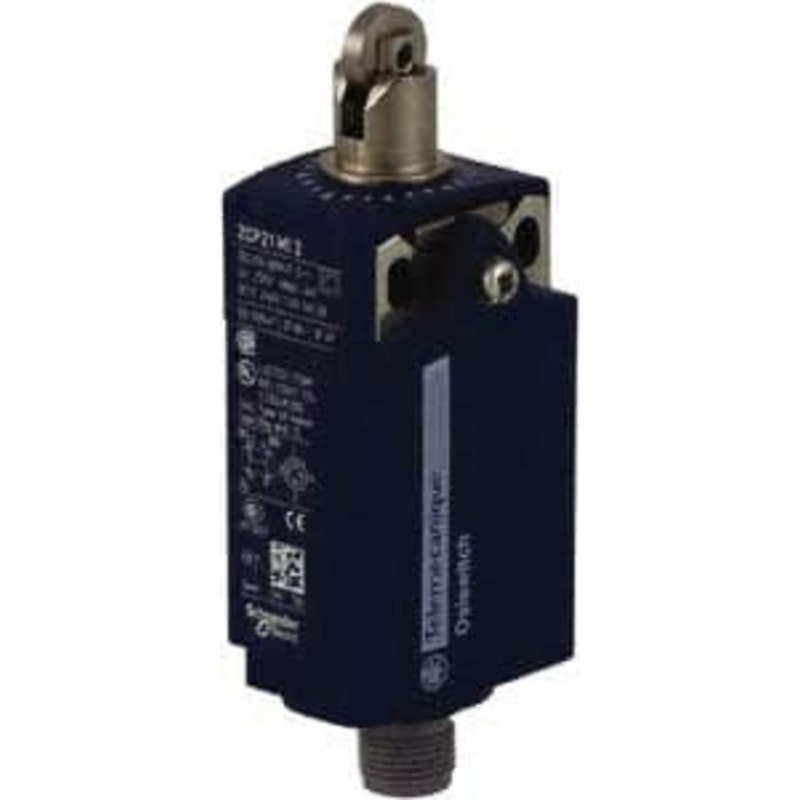 Telemecanique Sensors SPDT, NC/NO, 240 VAC, 250 VDC, Screw Terminal, Roller Plunger Actuator, General Purpose Limit Switch 1, 2, 4, 6, 12, 13 NEMA Rating, IP66, IP67 IPR Rating XCKP2102M12 - 59759704