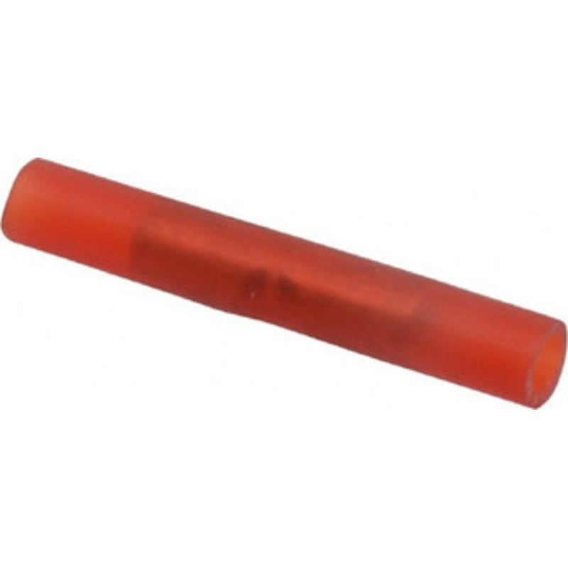 Thomas & Betts 22 to 18 AWG Compatible, Nylon Fully Insulated, Crimp-On Butt Splice Terminal 2 Wire Entries, Copper Contacts, Tin Contact Plating, 1.19 OAL, Red 2RA18 - 54063201