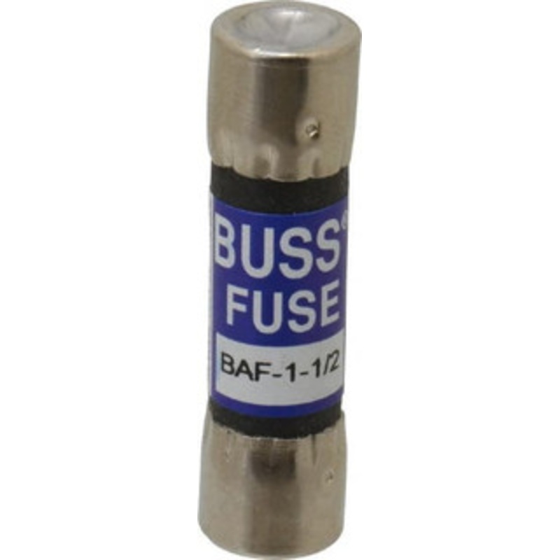 Bussmann 250 VAC, 1.5 Amp, Fast-Acting General Purpose Fuse Fuse Holder Mount, 1-1/2 OAL, 10 at 125 V kA Rating, 13/32 Diam BAF-1-1/2 - 84660828