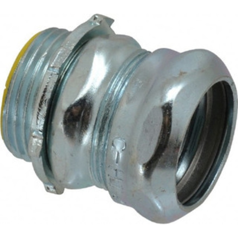 Crouse-Hinds 1 Trade EMT Conduit Connector Steel, Insulated, Straight Connector, Compression Connection 1652 - 04518551