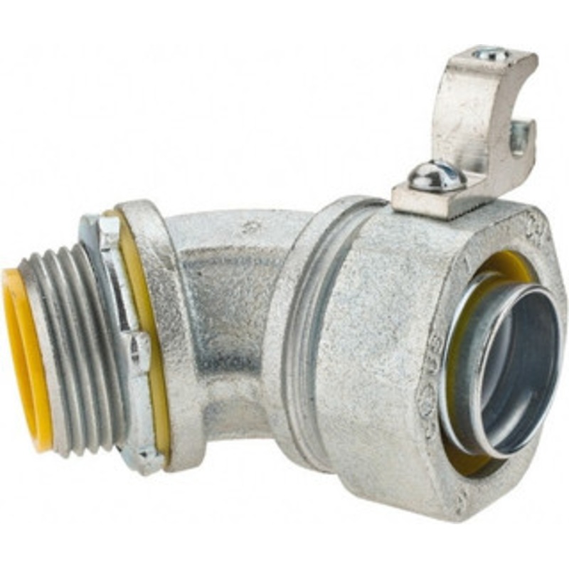Crouse-Hinds 1 Trade Liquidtight Conduit Connector Malleable Iron, Insulated, Angled Connector, Threaded Connection LTB10045G - 04517496