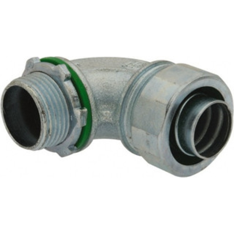 Crouse-Hinds 3/4 Trade Liquidtight Conduit Connector Malleable Iron, Noninsulated, Angled Connector, Threaded Connection LTK7590 - 04913505