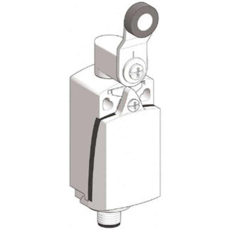Telemecanique Sensors SPDT, NC/NO, 240 VAC, 250 VDC, Screw Terminal, Roller Lever Actuator, General Purpose Limit Switch 1, 2, 4, 6, 12, 13 NEMA Rating, IP66, IP67 IPR Rating XCKD2118M12 - 59759902