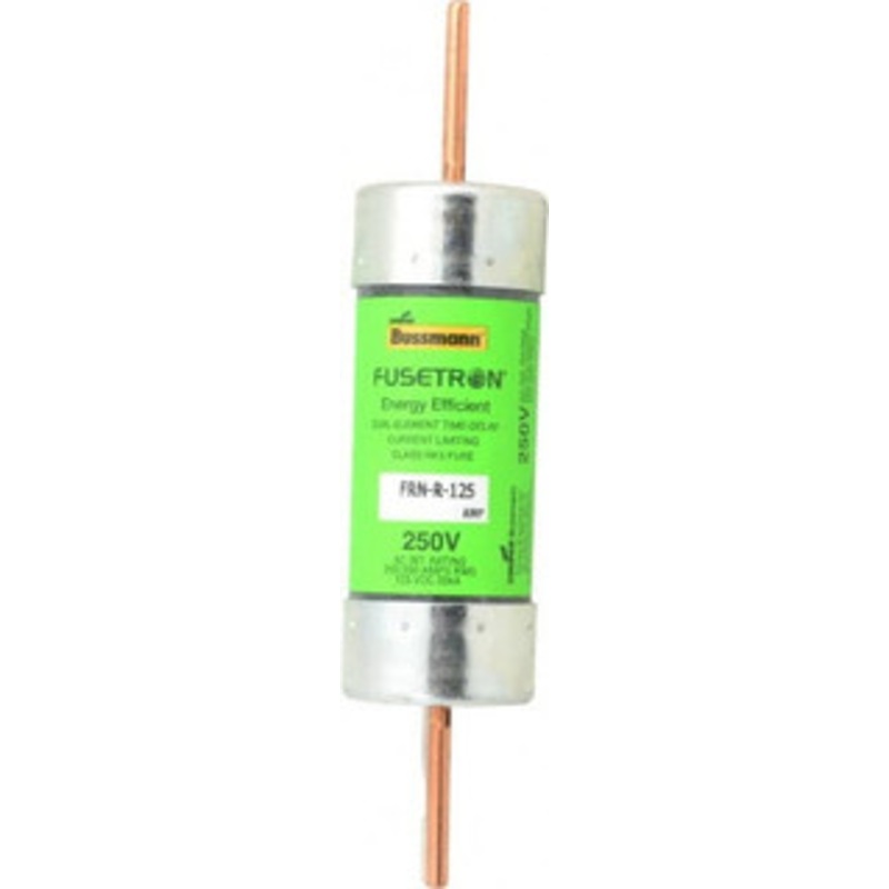 Bussmann 125 VDC, 250 VAC, 125 Amp, Time Delay General Purpose Fuse Bolt-on Mount, 7-1/8 OAL, 20 at DC, 200 (RMS) kA Rating, 1-9/16 Diam FRN-R-125 - 75784801