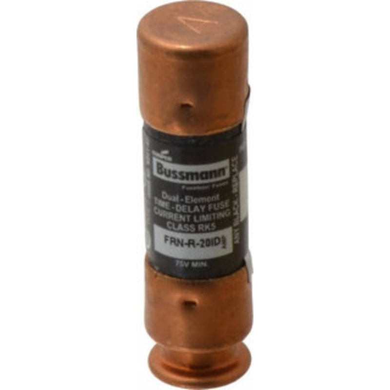Bussmann 125 VDC, 250 VAC, 20 Amp, Time Delay General Purpose Fuse Fuse Holder Mount, 50.8mm OAL, 20 at DC, 200 (RMS) kA Rating, 14.3mm Diam FRN-R-20ID - 91700211