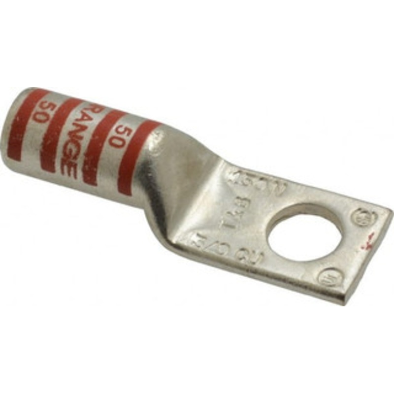 Thomas & Betts 3/0 AWG Noninsulated Compression Connection Square Ring Terminal 1/2 Stud, 2.7 OAL x 0.92 Wide, Tin Plated Copper Contact 54965BE - 54059670