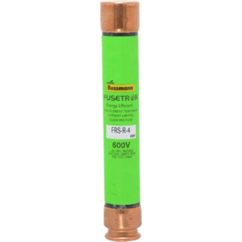 Bussmann 300 VDC, 600 VAC, 4 Amp, Time Delay General Purpose Fuse Fuse Holder Mount, 127mm OAL, 20 at DC, 200 (RMS) kA Rating, 13/16 Diam FRS-R-4 - 75908814