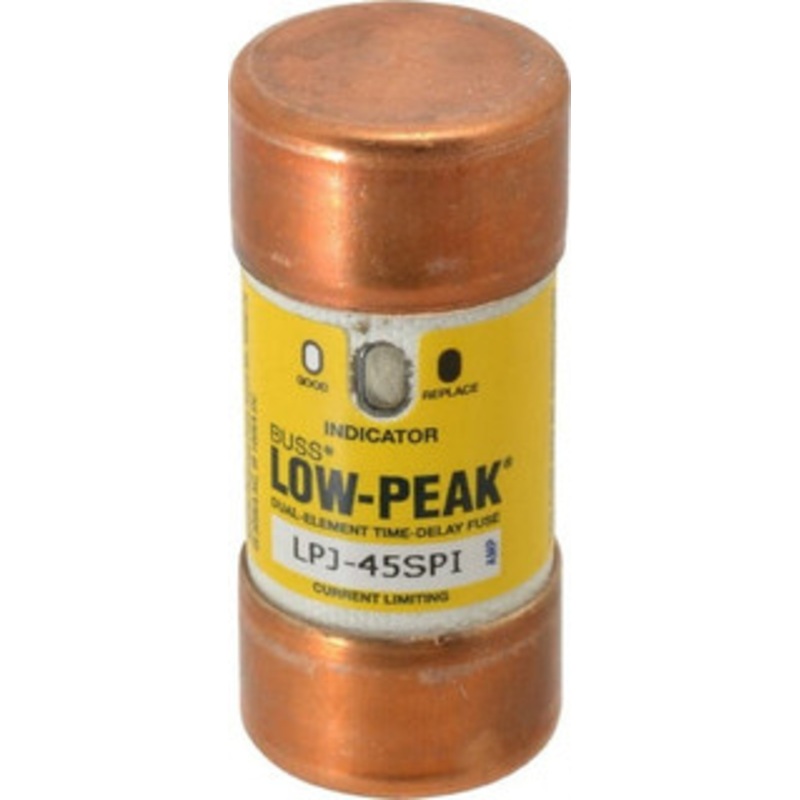 Bussmann 300 VDC, 600 VAC, 45 Amp, Time Delay General Purpose Fuse Fuse Holder Mount, 2-3/8 OAL, 100 at DC, 300 at AC (RMS) kA Rating, 1-1/16 Diam LPJ-45SPI - 92129386