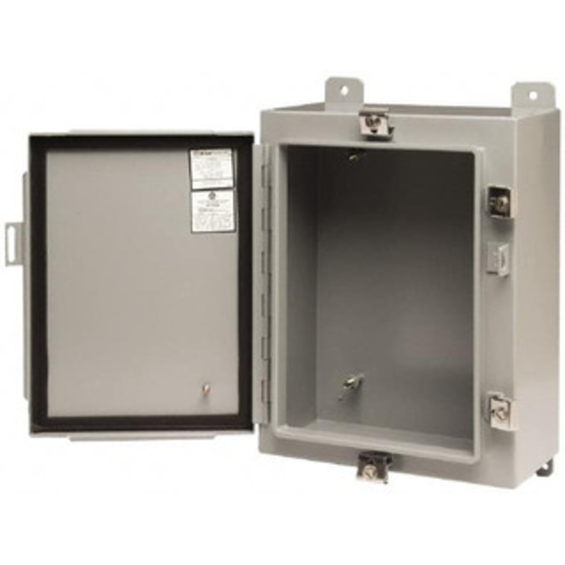 Cooper B-Line NEMA 4, 12, 13 Steel Standard Enclosure with Hinge Flat Cover 12 Wide x 16 High x 8 Deep, Dust-tight, Rainproof & Watertight 78205181090 - 64052533