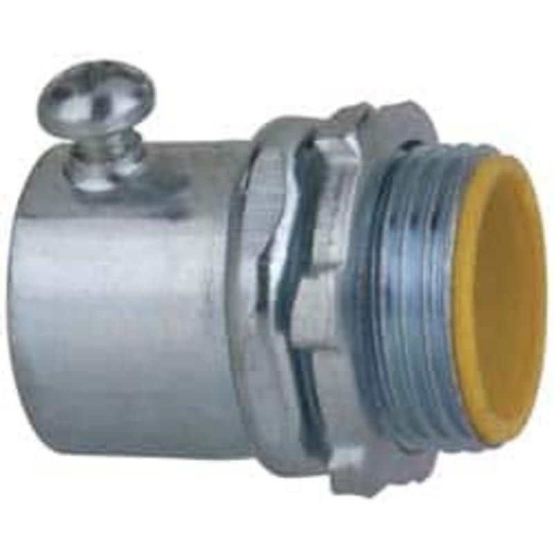Crouse-Hinds 3/4 Trade EMT Conduit Connector Steel, Insulated, Straight Connector, Set Screw Connection 1451 - 04784930