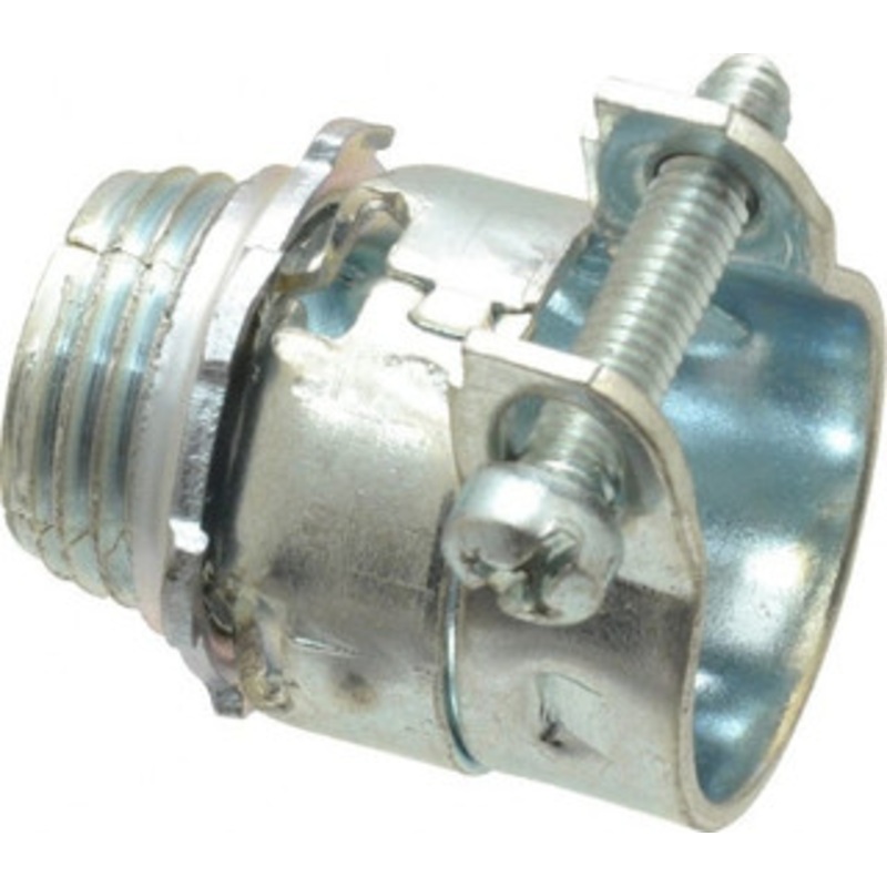 Thomas & Betts 1/2 Trade FMC Conduit Connector Steel, Noninsulated, Straight Connector, Squeeze Clamp Connection 254-TB - 54058011