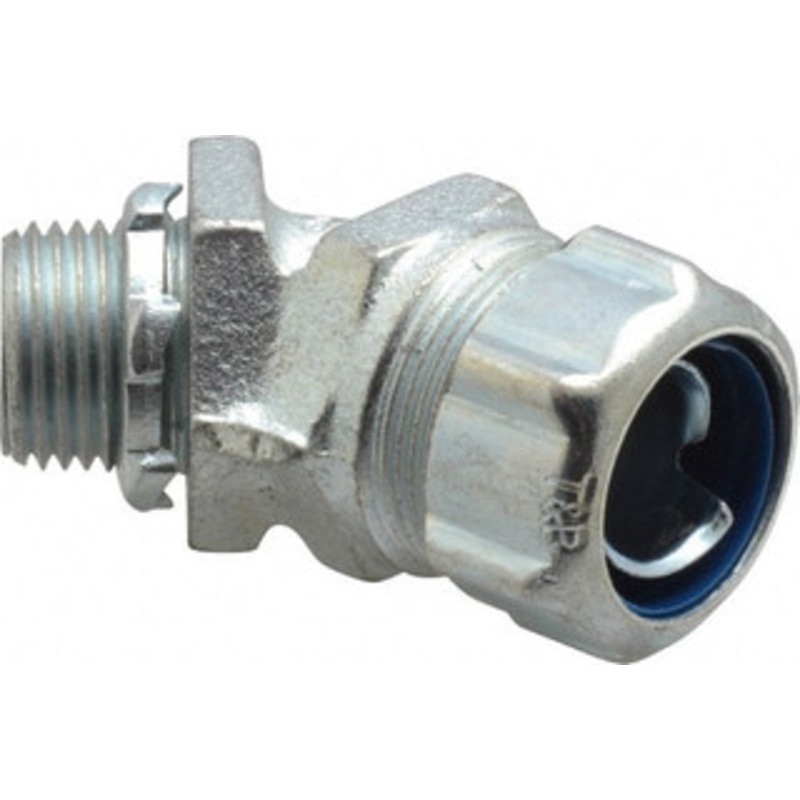 Thomas & Betts 1/2 Trade Liquidtight Conduit Connector Malleable Iron, Noninsulated, Angled Connector, Threaded Connection 5242 - 54058805