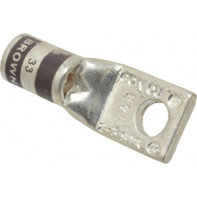 Thomas & Betts 2 AWG Noninsulated Compression Connection Square Ring Terminal 1/4 Stud, 1-1/2 OAL x 0.59 Wide, Tin Plated Copper Contact 54107 - 54056627