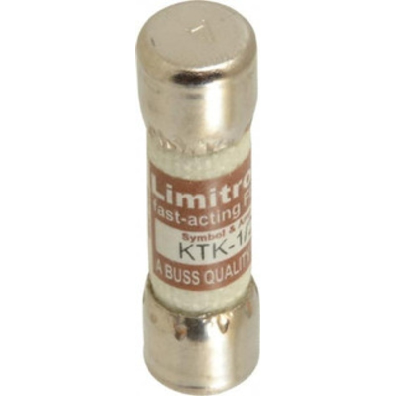 Bussmann 600 VAC, 0.5 Amp, Fast-Acting General Purpose Fuse Fuse Holder Mount, 1-1/2 OAL, 100 at AC kA Rating, 13/32 Diam KTK-1/2 - 74973959