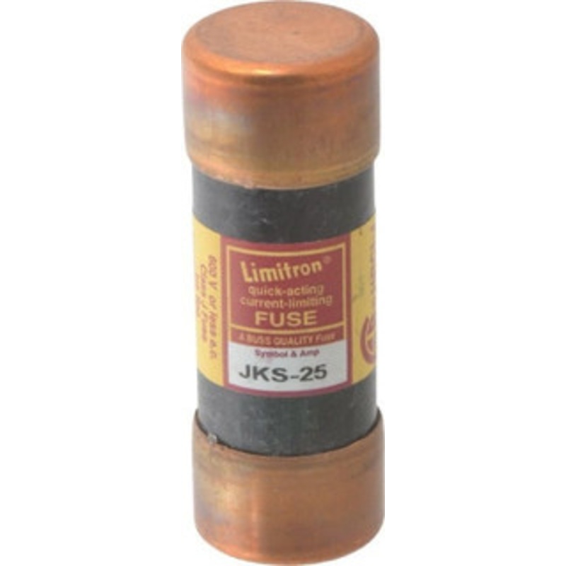 Bussmann 600 VAC, 25 Amp, Fast-Acting General Purpose Fuse Fuse Holder Mount, 2-1/4 OAL, 200 (RMS) kA Rating, 13/16 Diam JKS-25 - 74975590