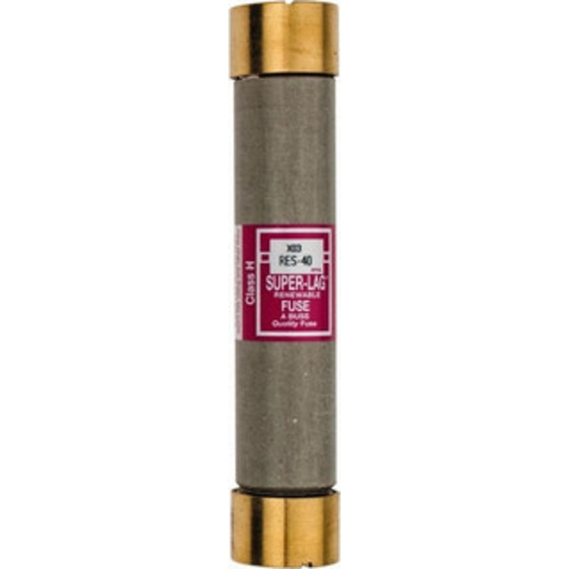 Bussmann 600 VAC, 40 Amp, Time Delay Renewable Fuse Fuse Holder Mount, 5-1/2 OAL, 10 (RMS) kA Rating, 1-1/16 Diam RES-40 - 75381012
