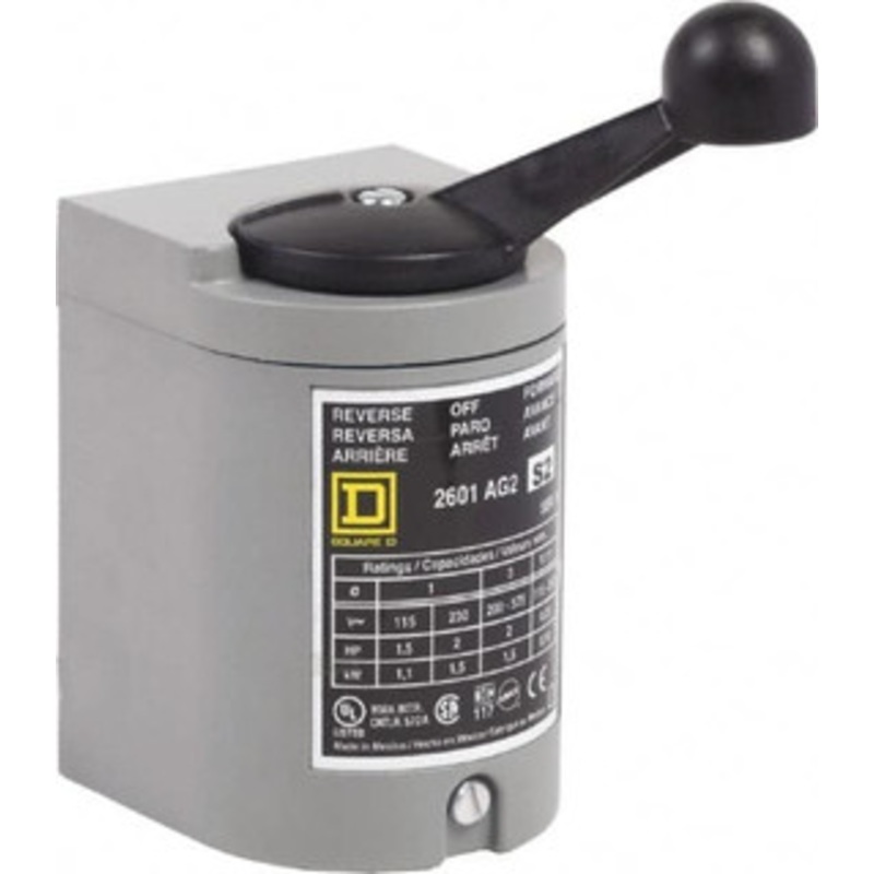 Square D NEMA, Enclosed Manual Motor Starter 1-1/2 hp at 115 VAC, 2 hp at 200 VAC, 2 hp at 230 VAC & 2 hp at 575 VAC, CSA LR25490 Class 3211 05, NEMA 1 & UL Listed File E42243 CCN NLRV 2601AG2S2 - 69524478