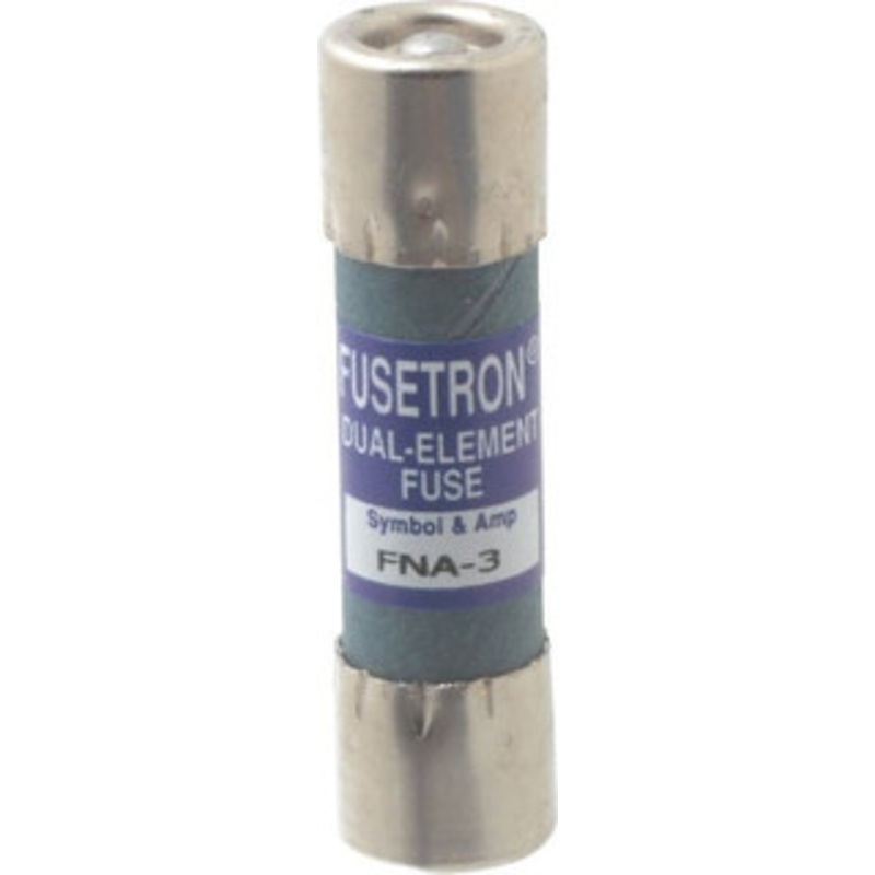 Bussmann 250 VAC, 3 Amp, Time Delay Pin Indicator Fuse Fuse Holder Mount, 1-1/2 OAL, 10 at 125 V kA Rating, 13/32 Diam FNA-3 - 81739666