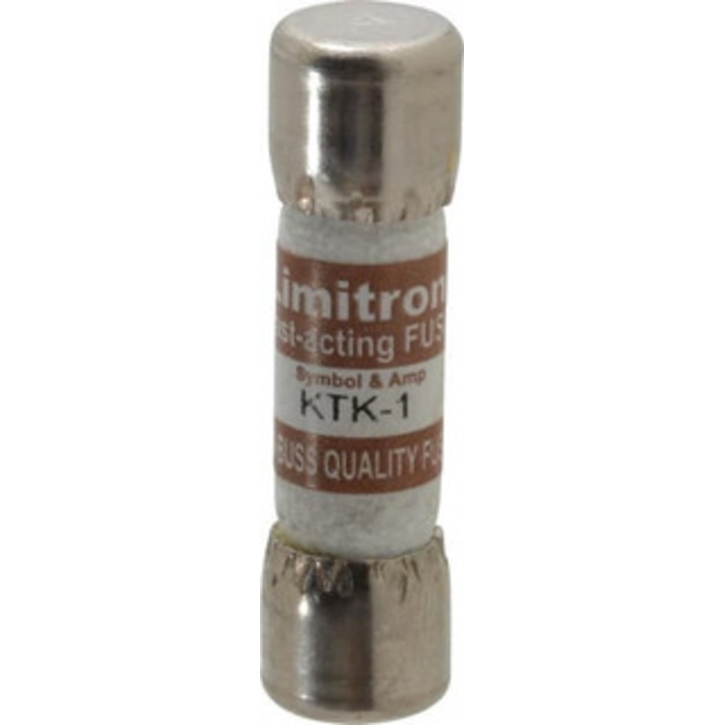 Bussmann 600 VAC, 1 Amp, Fast-Acting General Purpose Fuse Fuse Holder Mount, 1-1/2 OAL, 100 at AC kA Rating, 13/32 Diam KTK-1 - 74973926
