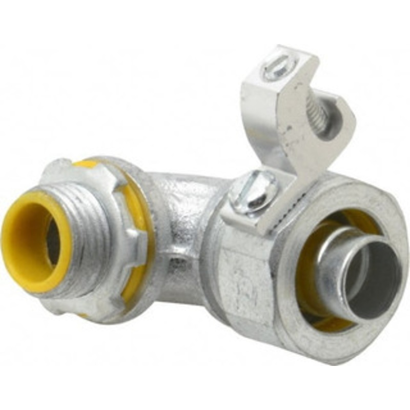 Crouse-Hinds 1/2 Trade Liquidtight Conduit Connector Malleable Iron, Insulated, Angled Connector, Threaded Connection LTB5090G - 04517769