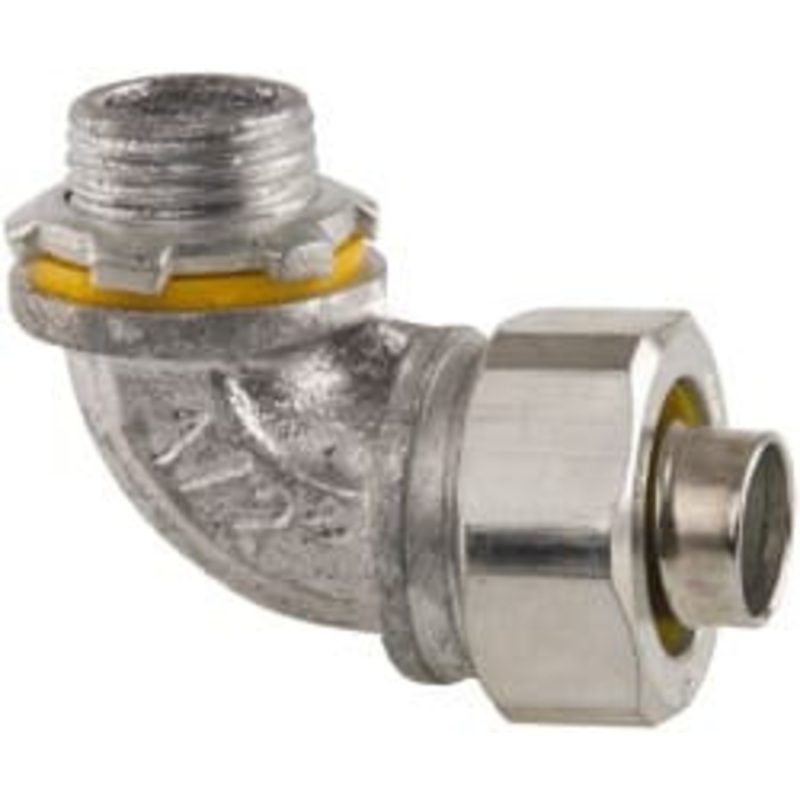 Crouse-Hinds 1/2 Trade Liquidtight Conduit Connector Malleable Iron, Noninsulated, Angled Connector, Threaded Connection LT5090 - 04913778