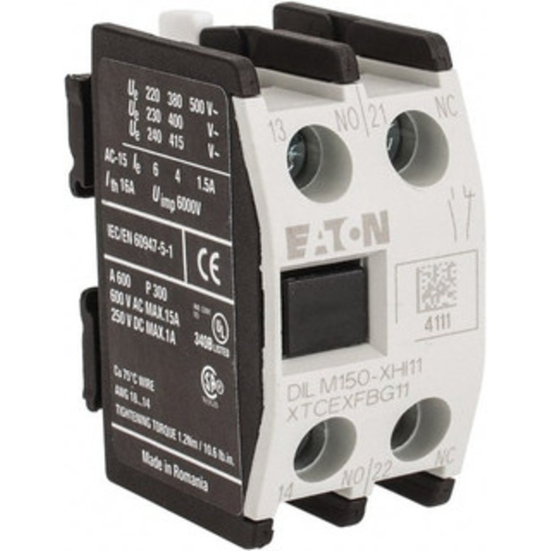 Eaton Cutler-Hammer 40, 50, 65, 80, 95, 115, 150 Amp, Contactor Front Mount Auxiliary Contact For Use with XT Contactor XTCEXFBG11 - 08804544