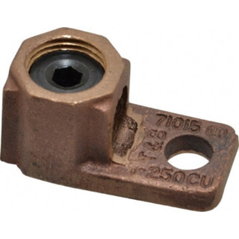 Thomas & Betts 1 AWG Noninsulated Crimp Connection D Shaped Ring Terminal 3/8 Stud, 2-1/32 OAL x 1 Wide, Copper Contact 71015 - 54057260