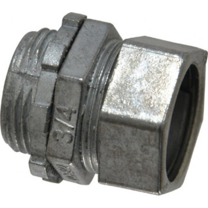 Thomas & Betts 3/4 Trade EMT Conduit Connector Die Cast Zinc, Noninsulated, Straight Connector, Compression Connection TC212SC - 00124313