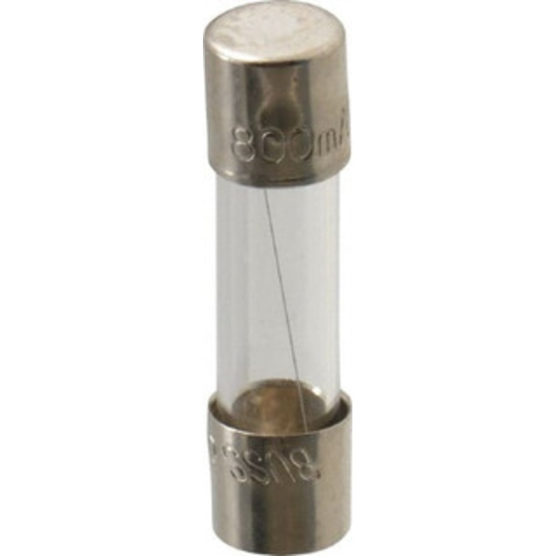 Bussmann 250 VAC, 32 VDC, 0.8 Amp, Fast-Acting Miniature Glass Fuse 20mm OAL, 10 at 125 V kA Rating, 5mm Diam GMA-800-R - 71917934