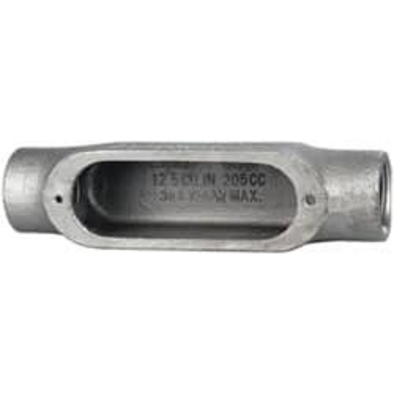 Crouse-Hinds Form 5, C Body, 1 Trade, Rigid Malleable Iron Conduit Body Oval, 7.05 OAL, 12-1/2 cc Capacity, Gray C100M - 04504924