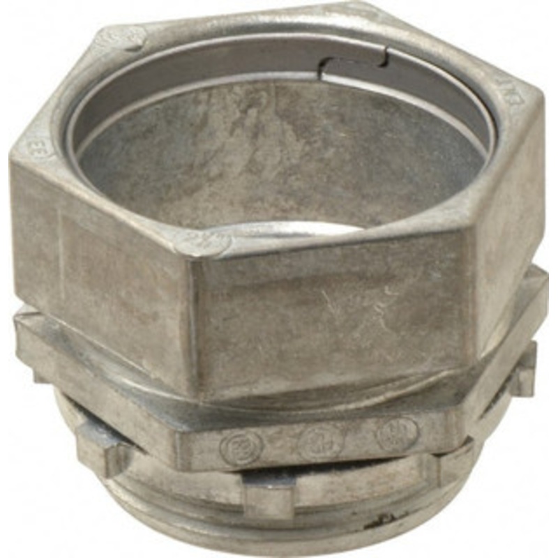 Thomas & Betts 2-1/2 Trade EMT Conduit Connector Die Cast Zinc, Noninsulated, Straight Connector, Compression Connection TC217SC - 00124362