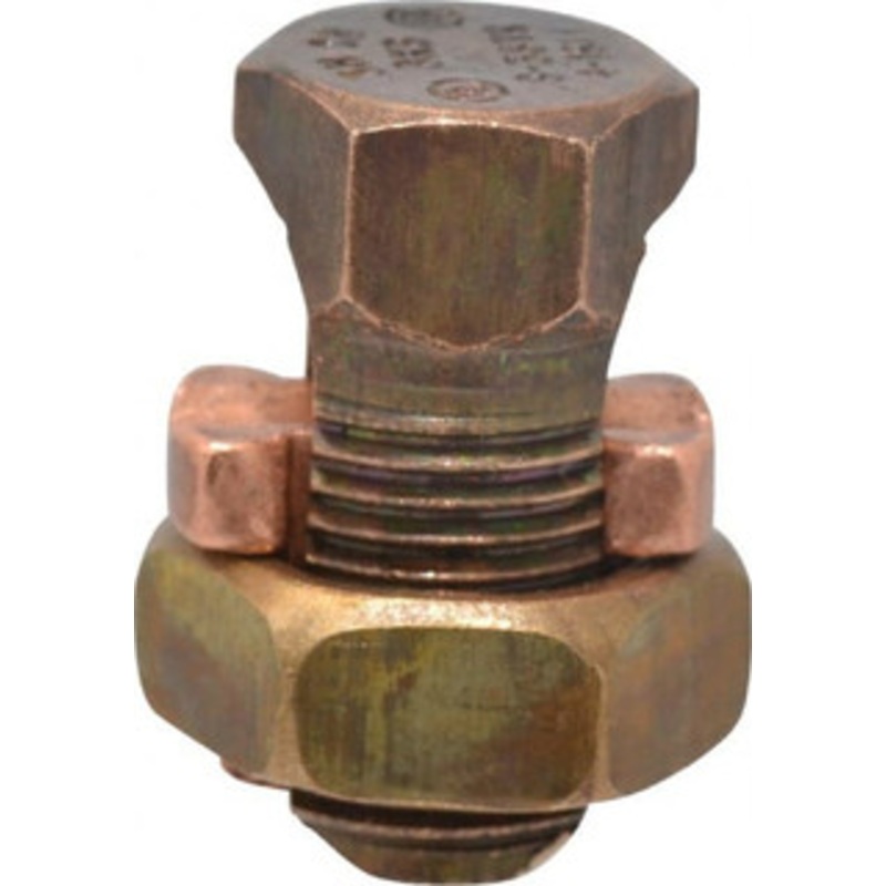 Thomas & Betts 8 to 3 AWG, Copper Wire Compatible, Copper Alloy, Hex Split Bolt Connector 1-1/16 OAL, 17/32 Head Width, 23/32 Base Width 3H - 54057542