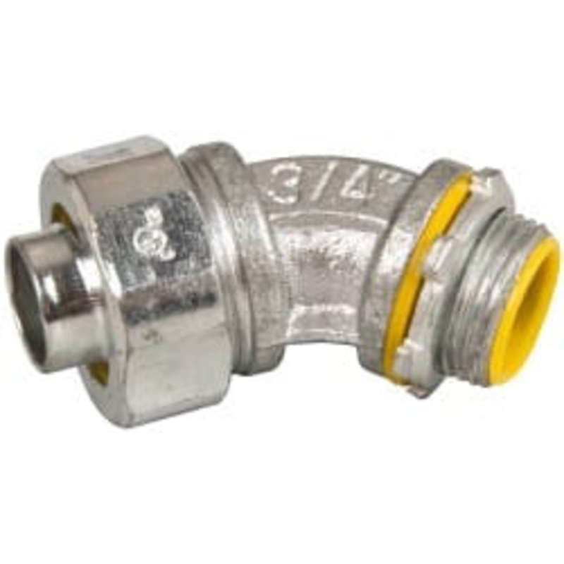 Crouse-Hinds 3/4 Trade Liquidtight Conduit Connector Malleable Iron, Insulated, Angled Connector, Threaded Connection LTB7545 - 04517793