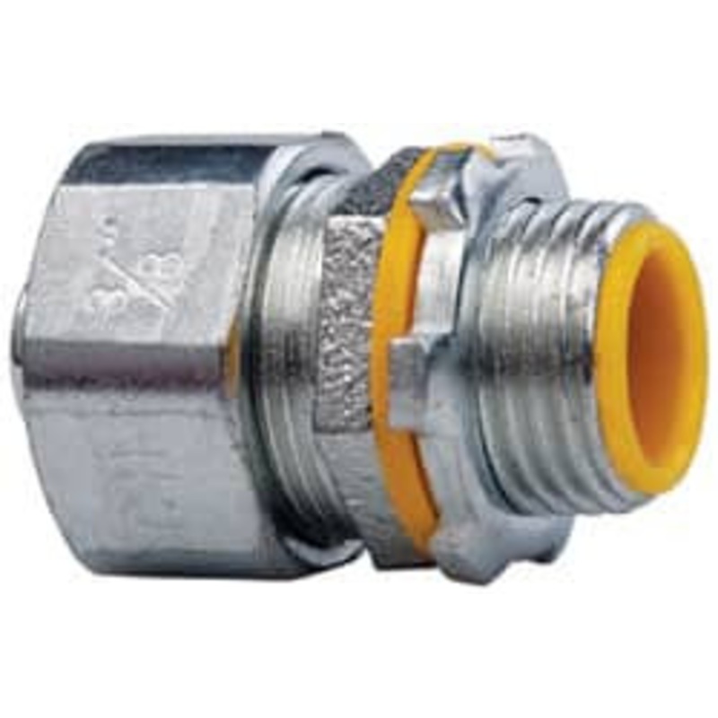 Crouse-Hinds 3/8 Trade Liquidtight Conduit Connector Malleable Iron, Insulated, Straight Connector, Threaded Connection LTB38 - 04517645