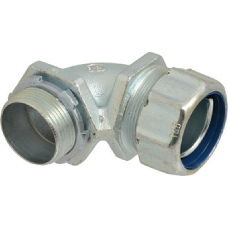 Thomas & Betts 1-1/4 Trade Liquidtight Conduit Connector Malleable Iron, Noninsulated, Angled Connector, Threaded Connection 5255 - 54058896