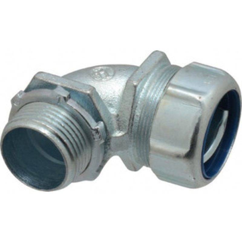 Thomas & Betts 1 Trade Liquidtight Conduit Connector Malleable Iron, Noninsulated, Angled Connector, Threaded Connection 5254 - 54058888