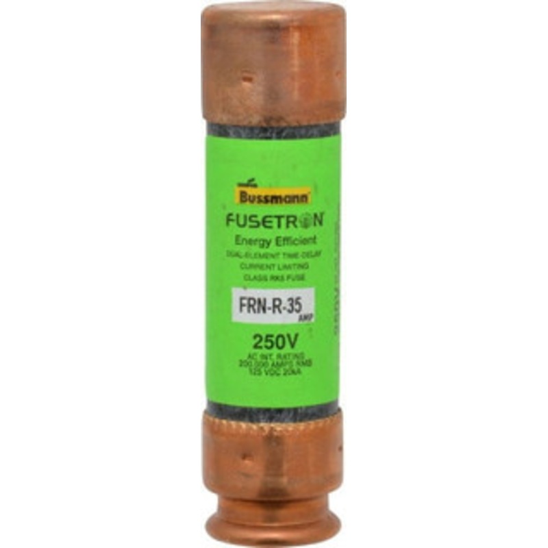 Bussmann 125 VDC, 250 VAC, 35 Amp, Time Delay General Purpose Fuse Fuse Holder Mount, 76.2mm OAL, 20 at DC, 200 (RMS) kA Rating, 13/16 Diam FRN-R-35 - 75908194