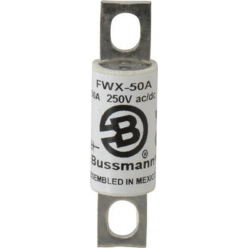 Bussmann 250 VAC/VDC, 50 Amp, Fast-Acting Semiconductor/High Speed Fuse Stud Mount Mount, 3-3/16 OAL, 200 (RMS), 50 at DC kA Rating, 0.81 Diam FWX-50A - 75784538