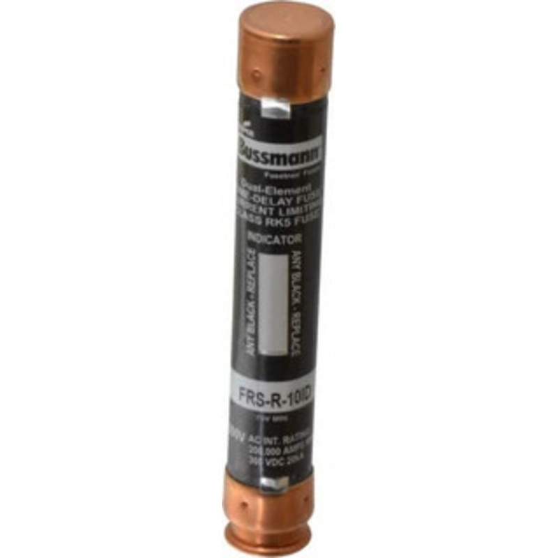 Bussmann 300 VDC, 600 VAC, 10 Amp, Time Delay General Purpose Fuse Fuse Holder Mount, 127mm OAL, 20 at DC, 200 (RMS) kA Rating, 20.6mm Diam FRS-R-10ID - 91700310