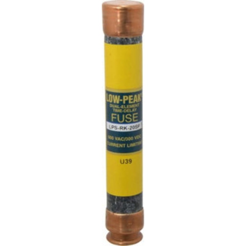 Bussmann 300 VDC, 600 VAC, 20 Amp, Time Delay General Purpose Fuse Fuse Holder Mount, 127mm OAL, 100 at DC, 300 at AC (RMS) kA Rating, 13/16 Diam LPS-RK-20SP - 74875121